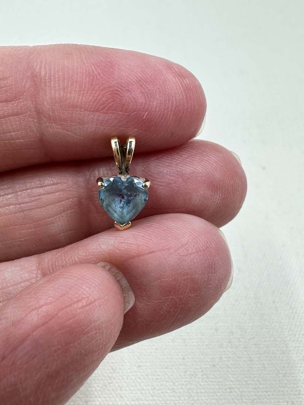 14K Yellow Gold Heart-Shaped Blue Topaz Pendant
